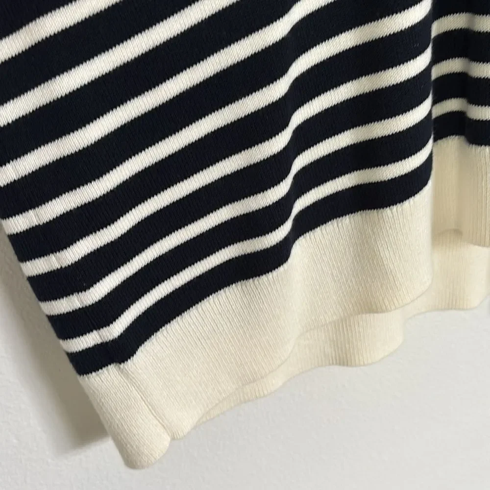 NWT J Jill Collared Striped V-Neck Pullover Sweater Nautical Size XL